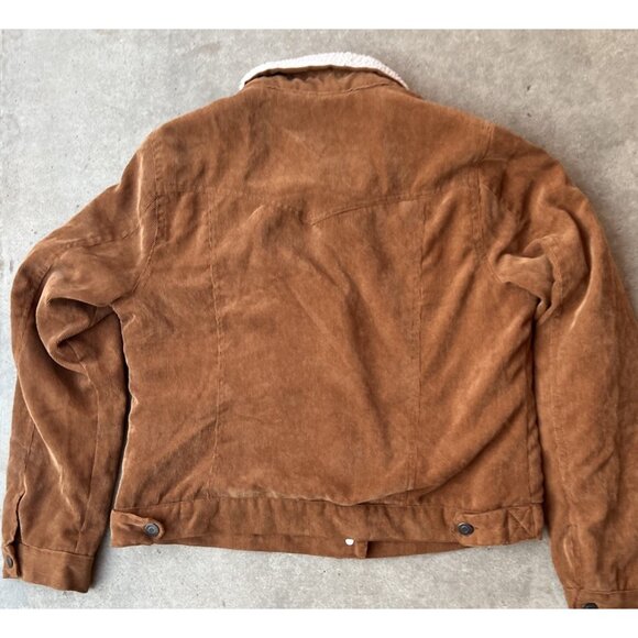 Ashley Sunrise Collection Tan Coruroy Sherpa Trucker Jacket XL Barn Coat Chores - Picture 8 of 12